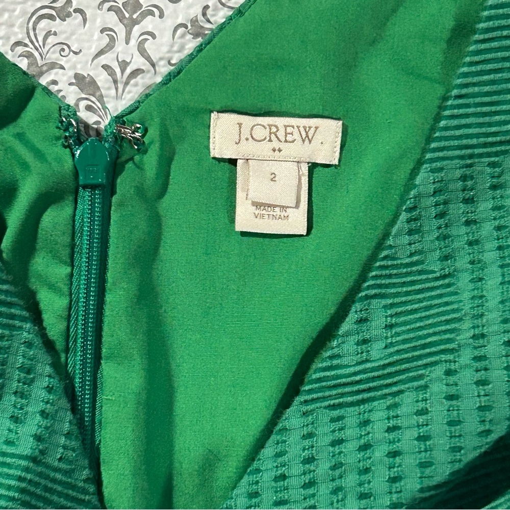 J.CREW Jacquard V-Neck "Dublin Green" Mini Dress, 2 - Picture 8 of 12